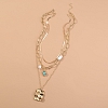 Multi - layered turquoise pearl pendant sweater chain PWB184