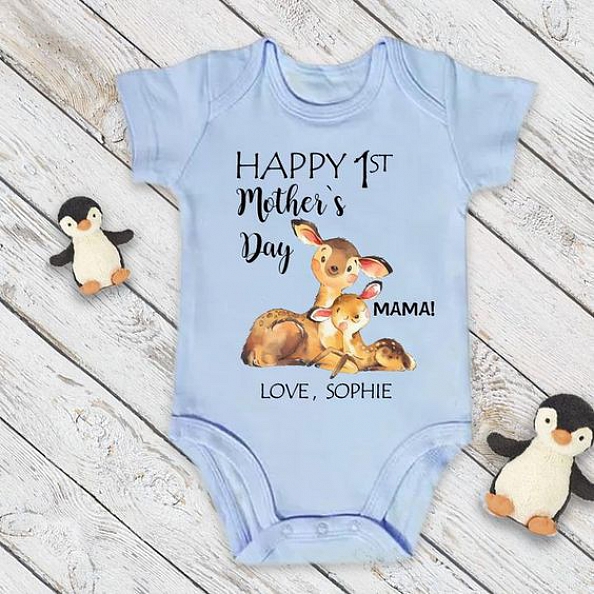 Custom Rabbit Mother's Day Baby Bodysuits PW149