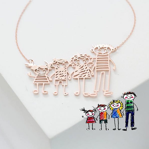 Custom Kids Drawing Necklace PW876