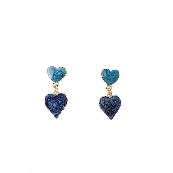 Blue Swirl Heart Earrings PWB537