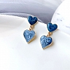Blue Swirl Heart Earrings PWB537