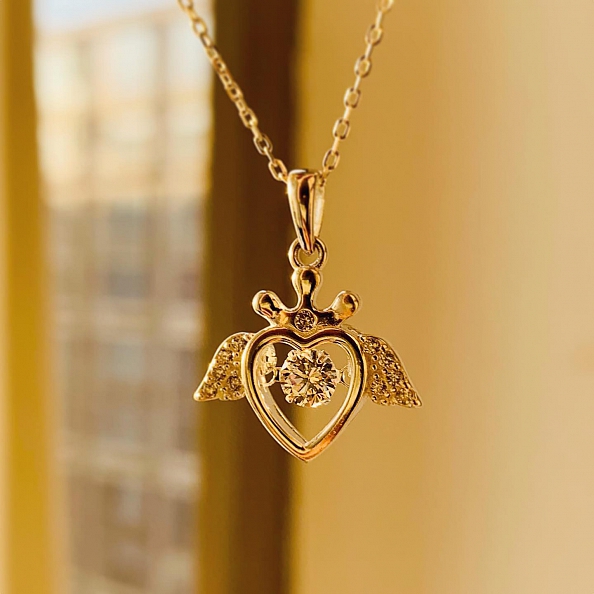 S925 Angle Wings Badass Sparkling Necklace PWB215