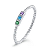 White Gold Plated Colorful Cubic Zircon Ring PWB561