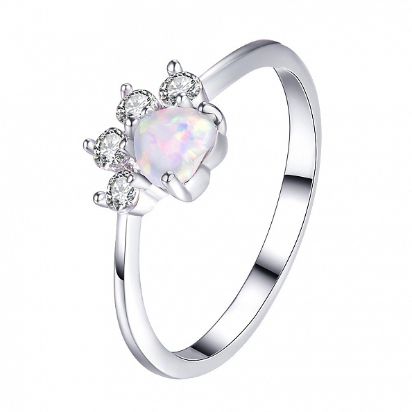 Opal & Crystal Paw Ring PWB315