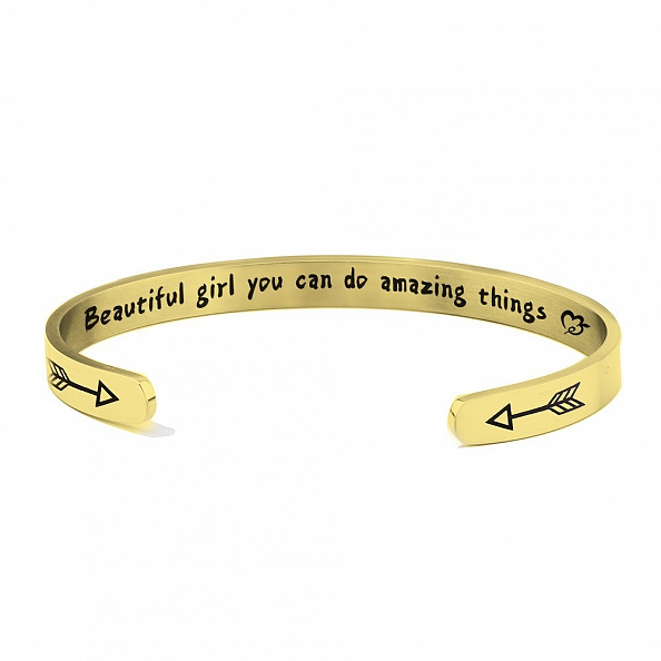 Beautiful Girl You Can Do Amazing Things Inspirational Bangle PWB395