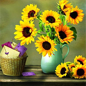 Partial Round Drill 5D Diamond Painting Kit-Sunflower in the bottle pw542