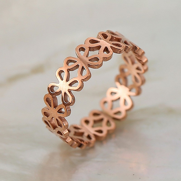 Hollow Rose Gold Band Ring PWB277