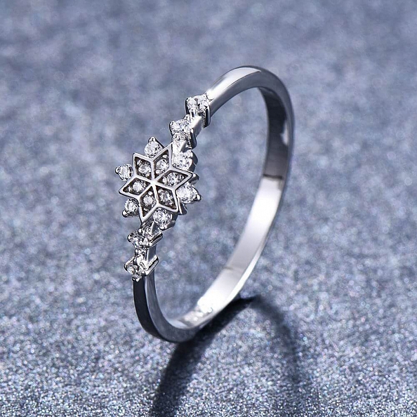 S925 Sterling Silver Snowflake Ring PWB241
