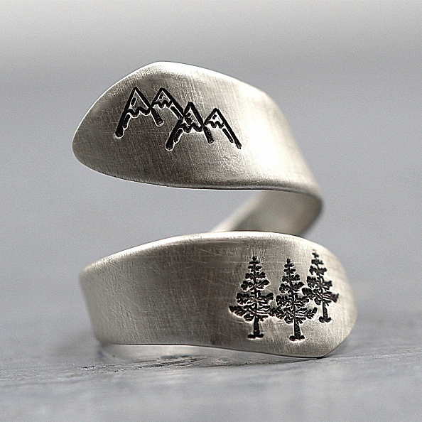 Natural landscape engraved ring PWB219