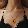 Simple Sunflower & Pearl Necklace PWB498