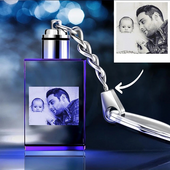 Custom  Photo Crystal Key Chain Square PW343