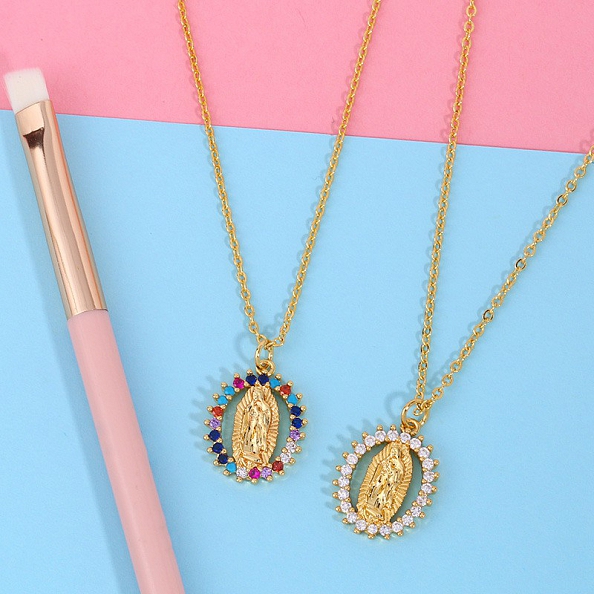 Rainbow Virgin Mary Necklace PW998