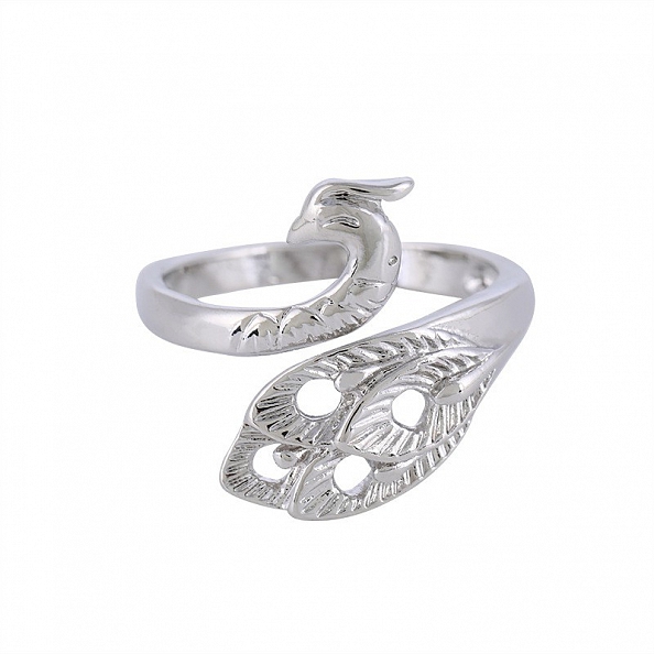 Silver Peacock Charm Ring PWB533