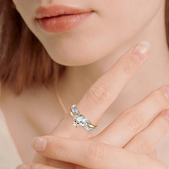 Cute Owl Crystal Ring PWB004