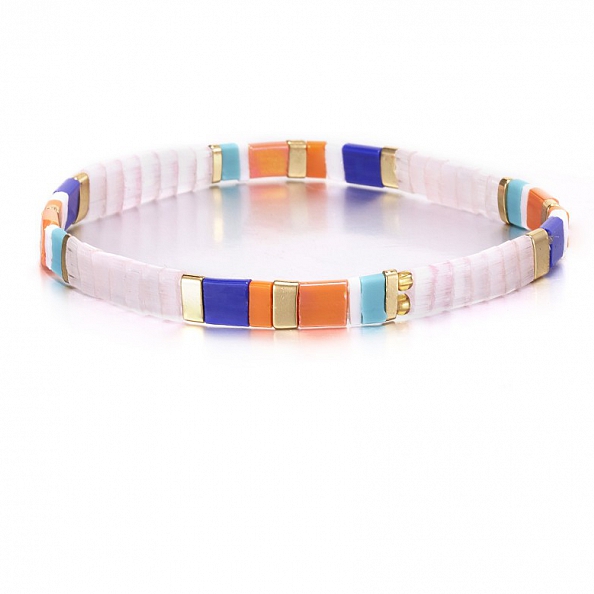 Elastic square beaded bracelet PWB083