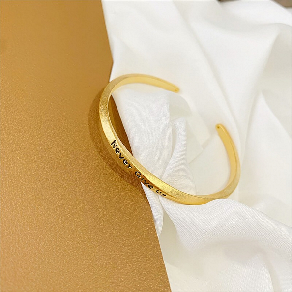 Never Give Up Gold Cuff Bracelet PWB383