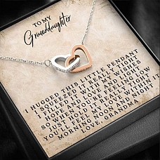 To My Granddaughter - Love, Grandma - Interlocking Heart Necklace PWB168