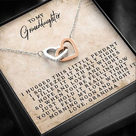 To My Granddaughter - Love, Grandma - Interlocking Heart Necklace PWB168