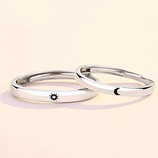 Romantic Moon and Star Couple Ring PWB286