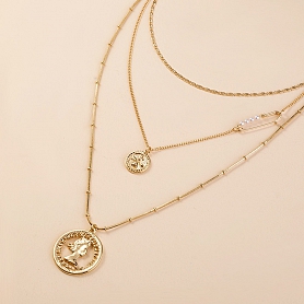 Head coin multi-layer necklace PWB183