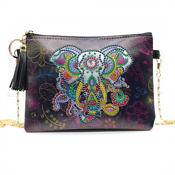DIY Leather Shoulder Bag Diamond Painting Elephant PW630