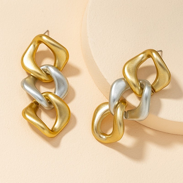 Gold and silver chain earrings PWB225