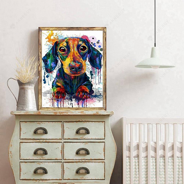 DIY Full Drill Round Beads Diamond Painting - Colorful Dog  PW732
