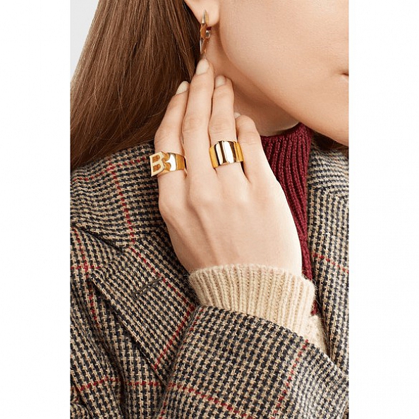 Gold plated letter ring PWB086