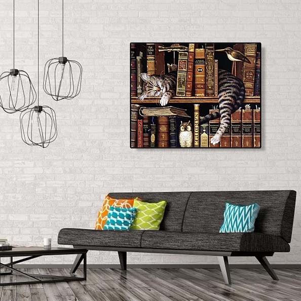 DIY Paint By Numbers Kit(40x50cm) Cat Books-PW762