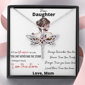 “Dear Daughter - If Fate Whispers To You” Dragonfly Necklace PWB328