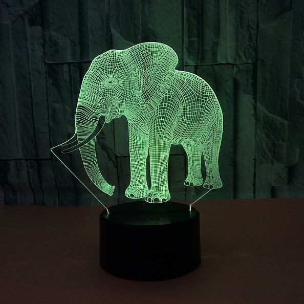 3D Elephant Illusion Lamp Gift 7 Colors  PW548