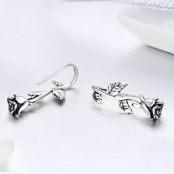 Sterling Silver Rose Stud Earrings PWB542