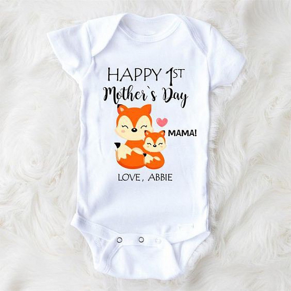 Custom Fox Mother's Day Baby Bodysuits PW150