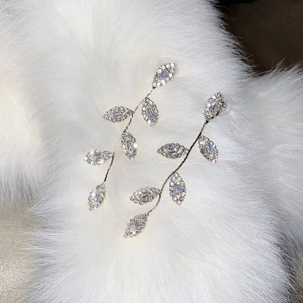 Silver Plated Vine Drop Earrings PWB557