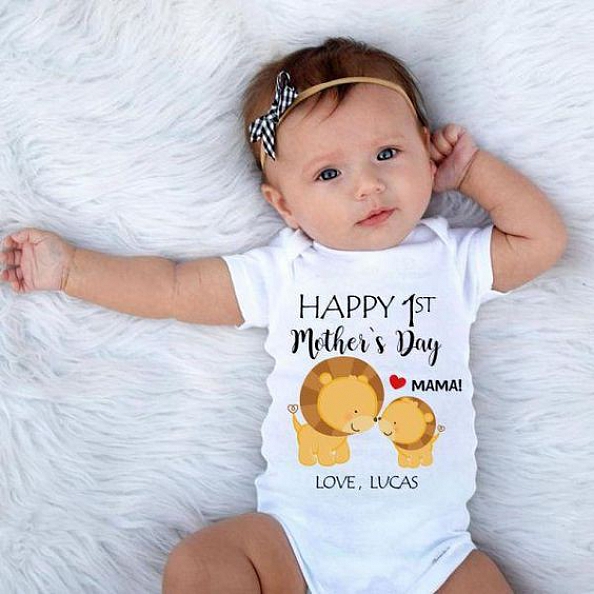 Personalized Lion Mother's Day Baby Onesies PW155