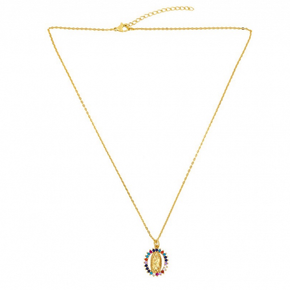 Rainbow Virgin Mary Necklace PW998