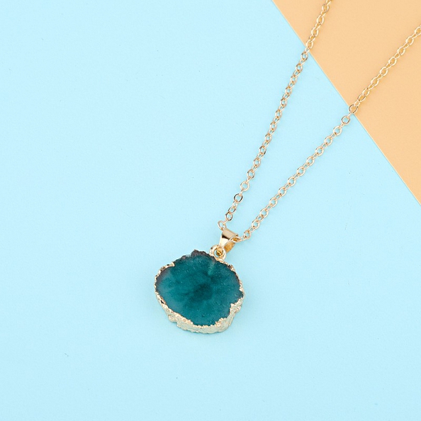 Irregular Sunflower Natural Stone Pendant Necklaces PWB510