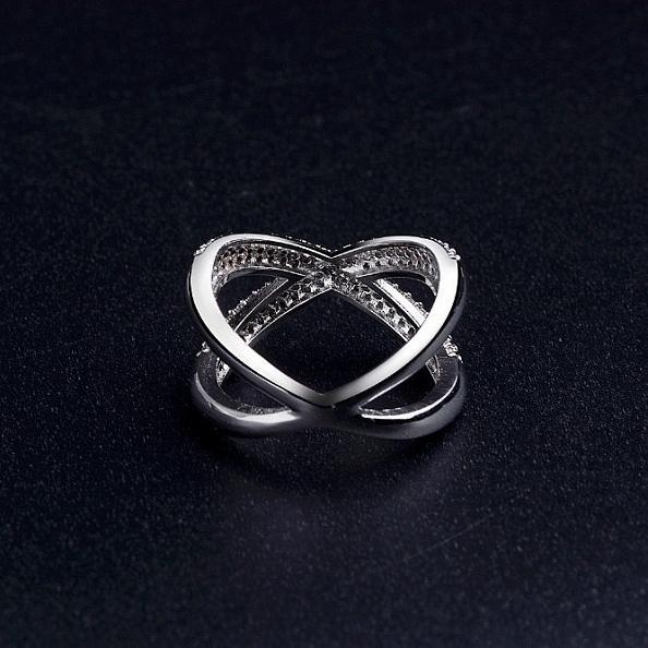 925 Sterling Silver X-shape Ring PWB252