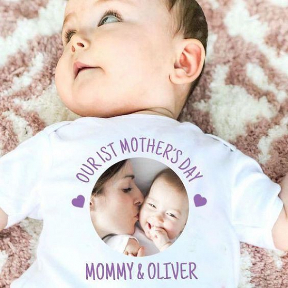 Custom Photo Mother's Day Baby Onesies PW154