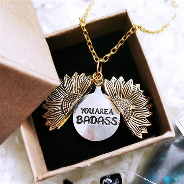 YOU ARE A BADASS SUNFLOWER NECKLACE PWB039