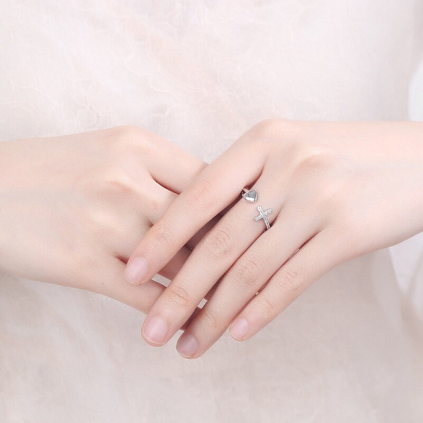 I CAN DO ALL THINGS THROUGH CHRIST WHO STRENGTHENS ME CROSS & HEART RING PWB415