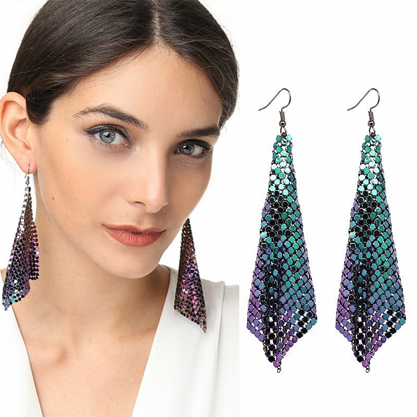 Metallic sparkly tassel earrings PWB166