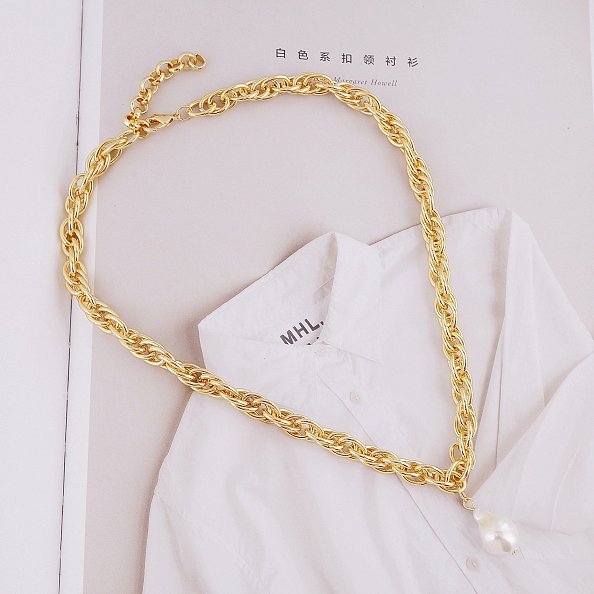 Minimalist necklace with pearl PW942