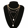 Water Drop Pearl Pendant Gold Multi Layered Necklace PW988