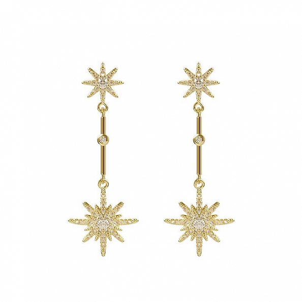 Shiny Crystal Star Drop Earrings PWB270