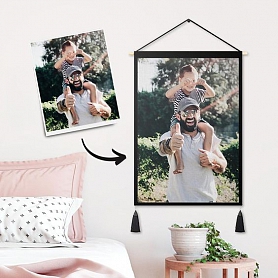 Father's Day Gifts - Custom Father and Daughter Photo Tapestry - Wall Decor Hanging Fabric Painting Hanger Frame Poster PW256