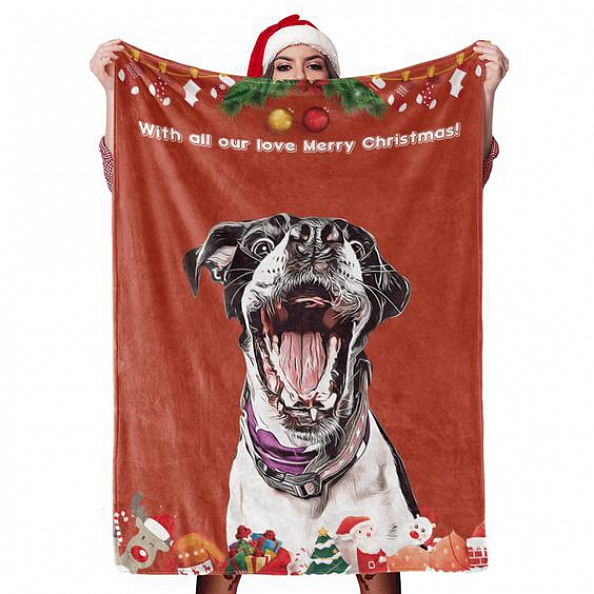 Christmas Dog Blanket Gift Custom Dog Blankets Pet Photo Painted Art ...