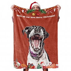 Christmas Dog Blanket Gift Custom Dog Blankets Pet Photo Painted Art Portrait Fleece Blanket PW086