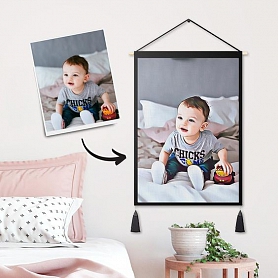 Personalized Custom Baby Photo Tapestry - Wall Decor Hanging Fabric Painting Art Portrait Hanger Frame Poster PW259