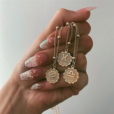 12 Constellations Coin Pendants Necklace  PW884